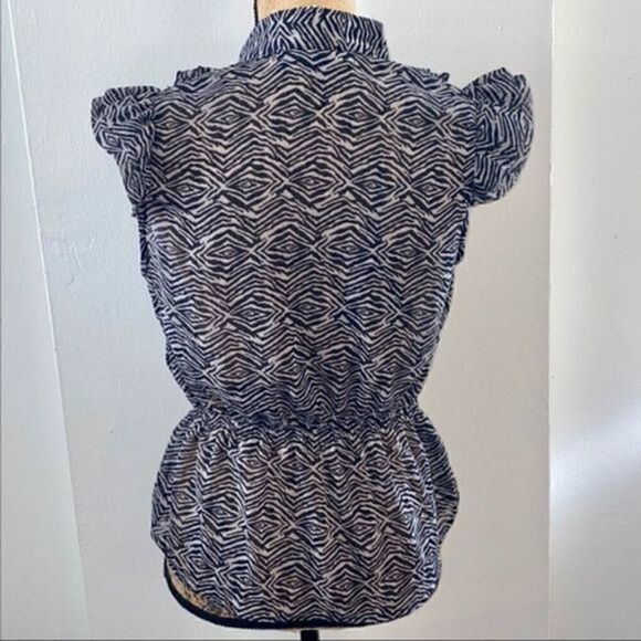 Miley Cyrus Max Azria Juniors Ruffle Blouse Shirt XL Black Gray Elastic Waist - Picture 4 of 5